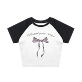 Protect Your Heart Y2k Bow Crop Top Blouse